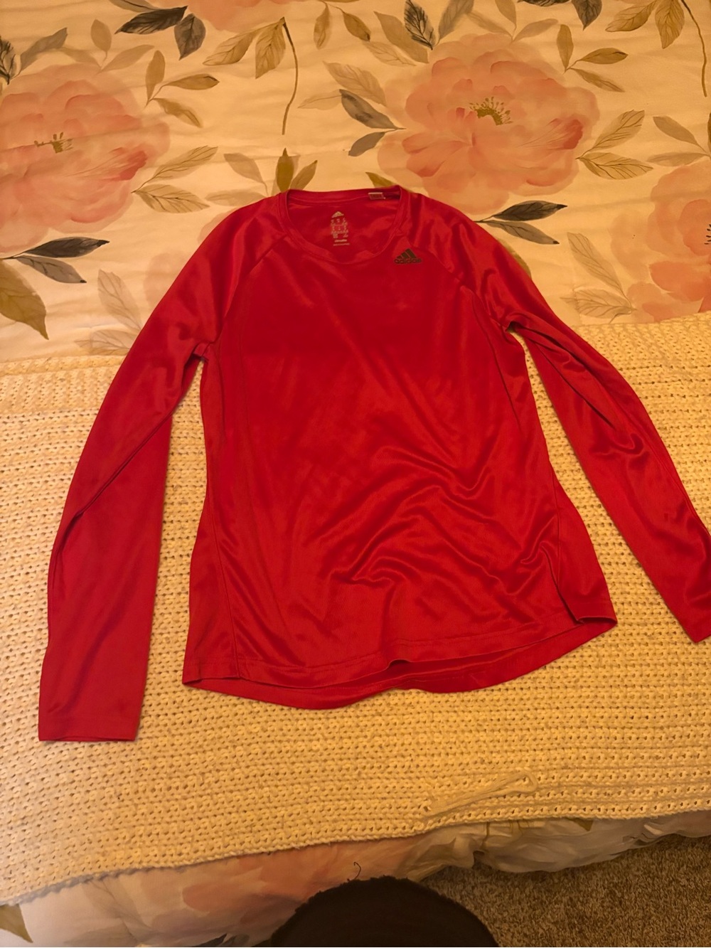 adidas Women's Red Long-Sleeve Athletic Tee